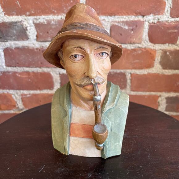 1970 Hand-Carved Bavarian Wood Bust – Garmisch-Partenkirchen, Germany - Picture 1 of 5